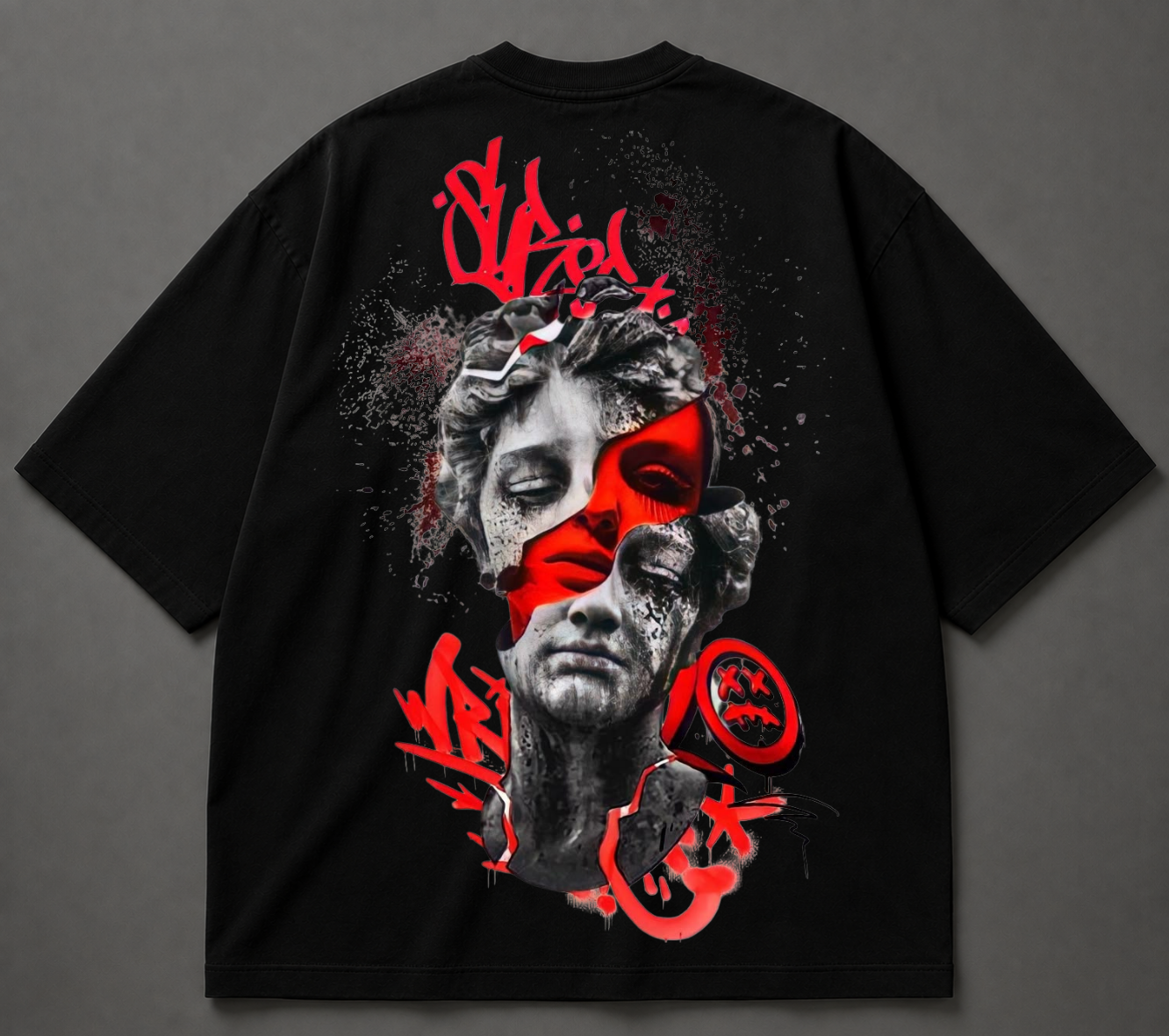 Split Face Graphic Oversized T-Shirt – Premium Cotton Streetwear
