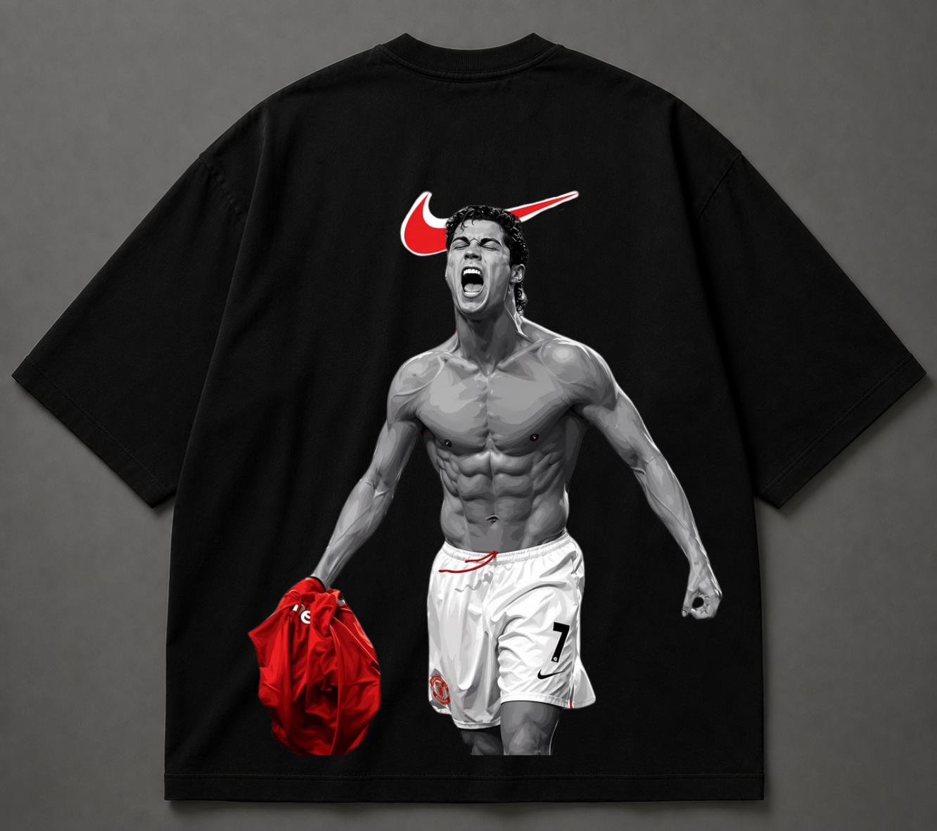 Football Icon Graphic Oversized T-Shirt – Black Premium Streetwear Tee
