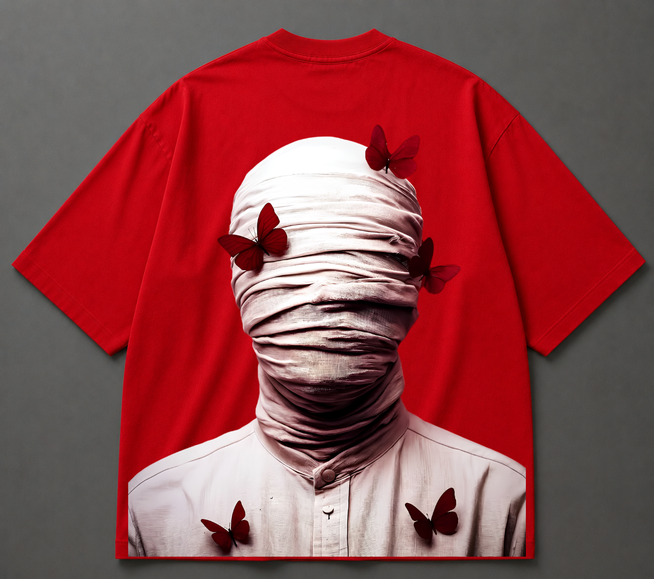 Butterfly Mummy Graphic Oversized T-Shirt – Red Premium Streetwear Tee