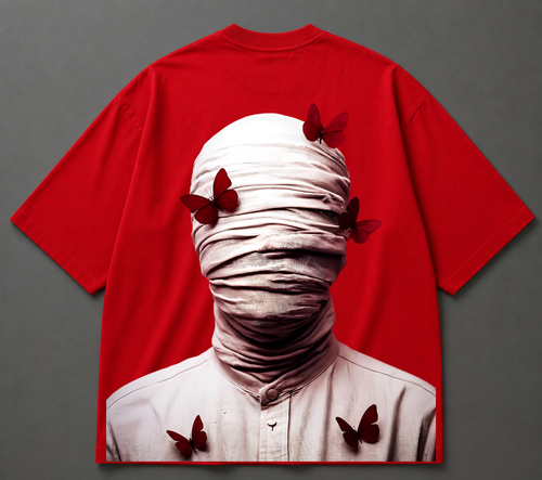 Butterfly Mummy Graphic Oversized T-Shirt – Red Premium Streetwear Tee