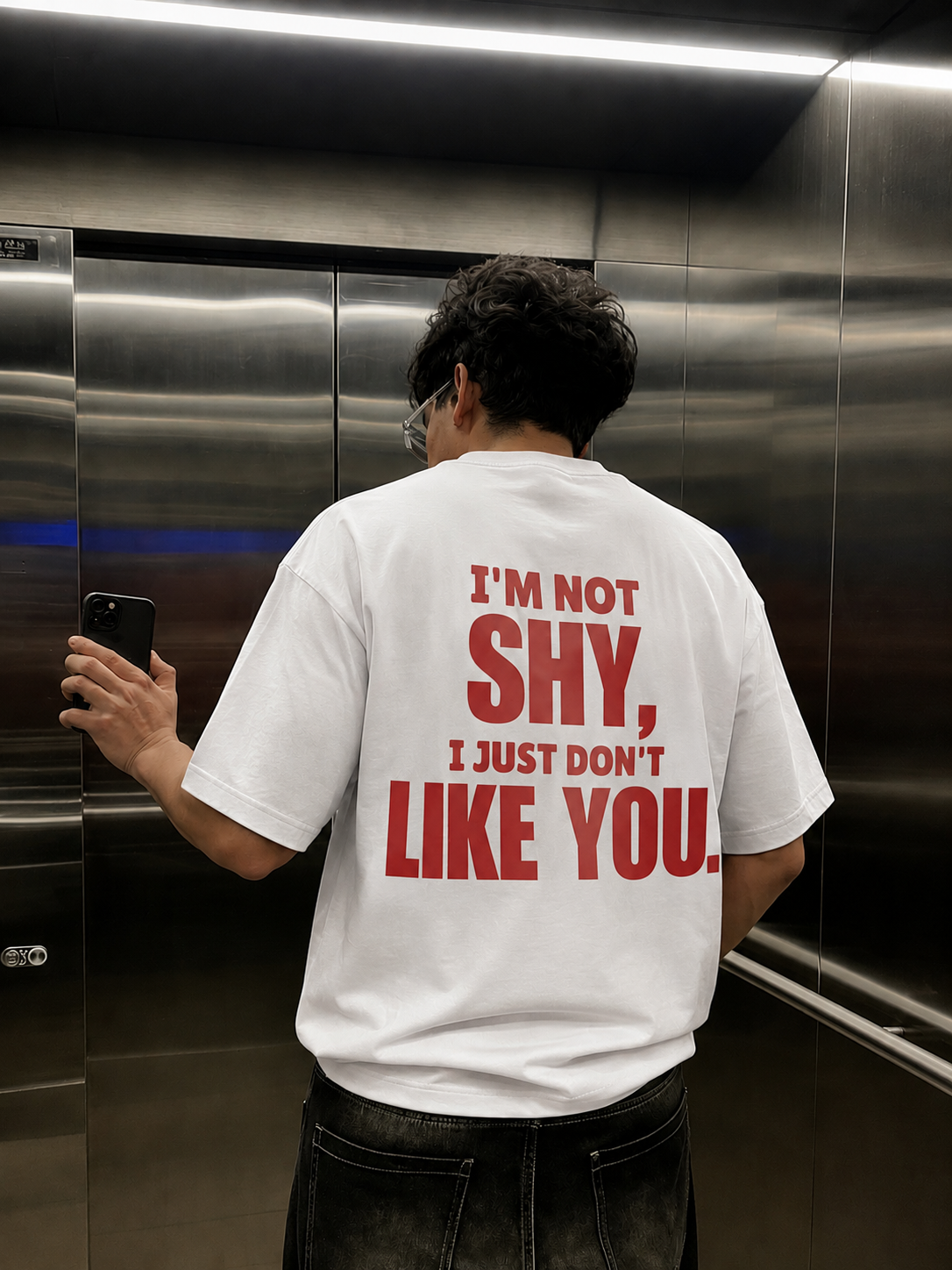 Not Shy Oversized T-Shirt – Red Statement Print