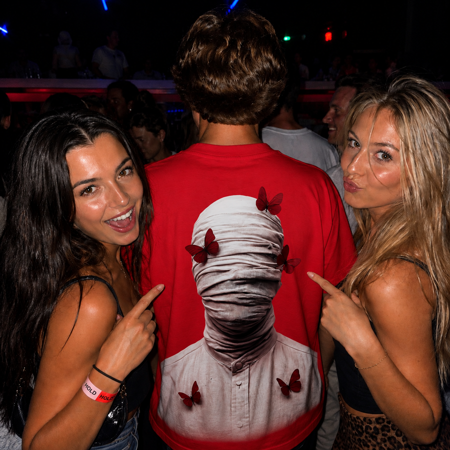 Butterfly Mummy Graphic Oversized T-Shirt – Red Premium Streetwear Tee