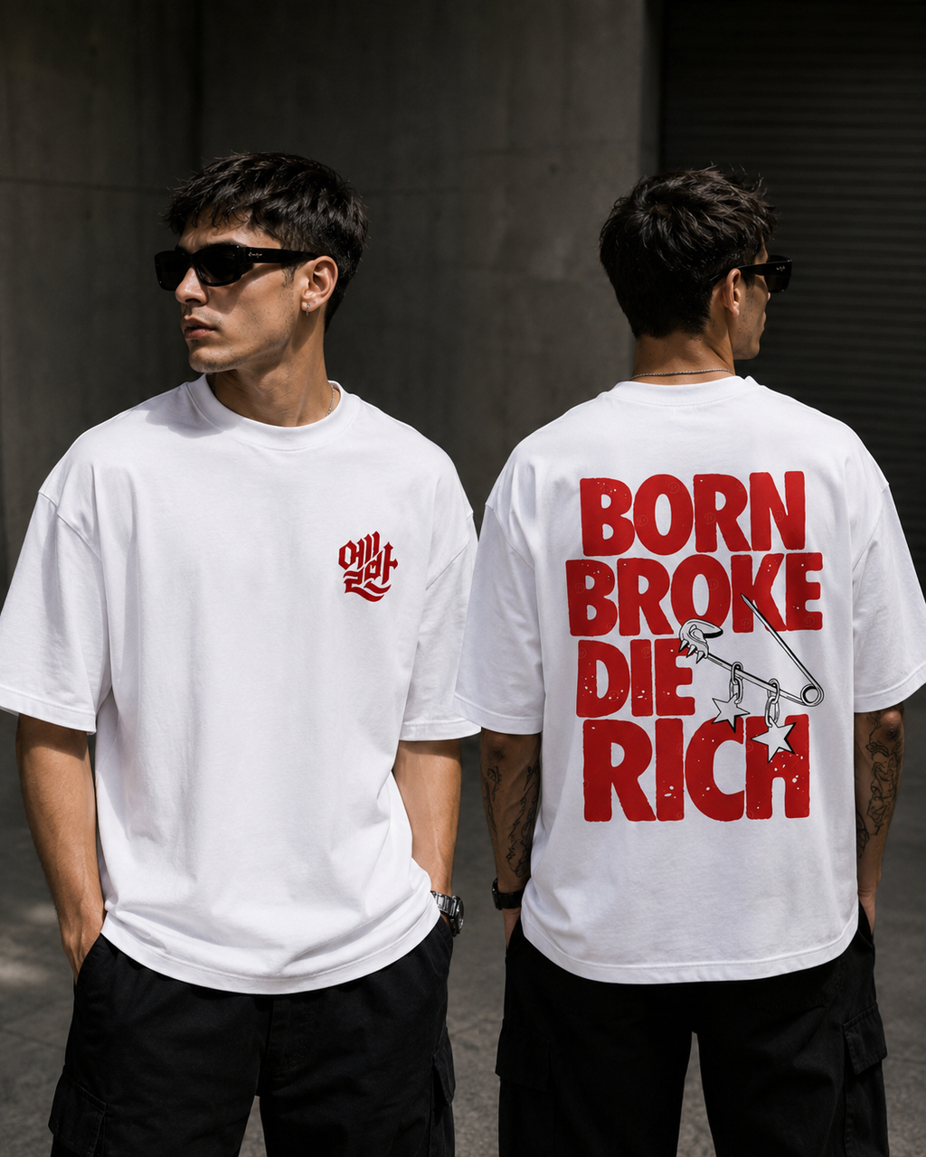 Born Broke Die Rich Oversized T-Shirt – Premium Cotton